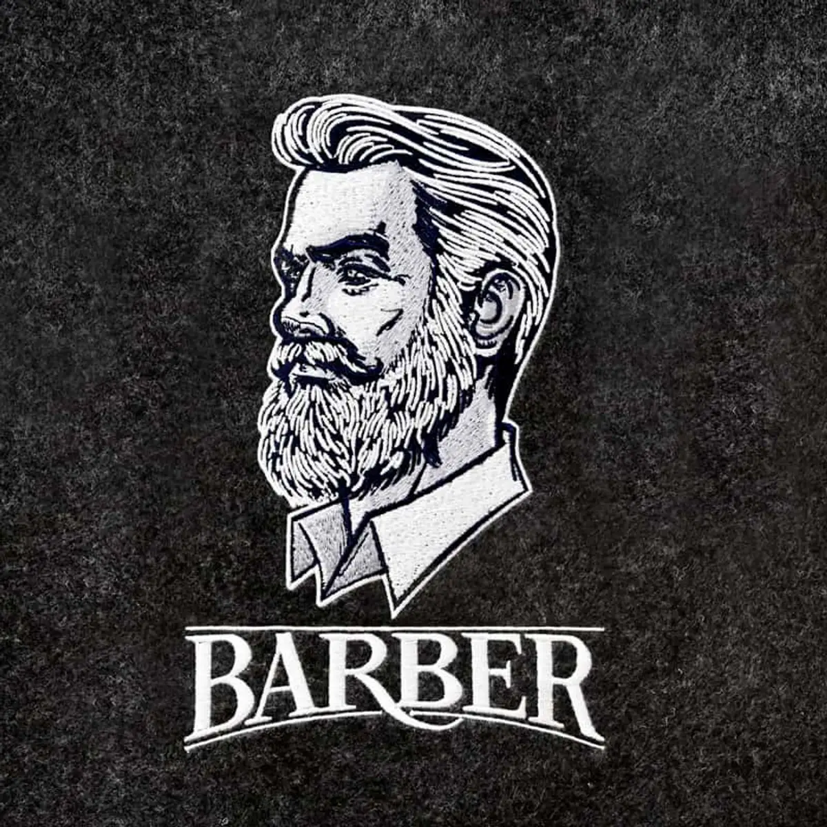Barber Logo Männerkopf Seitenansicht Stick – Bild 3