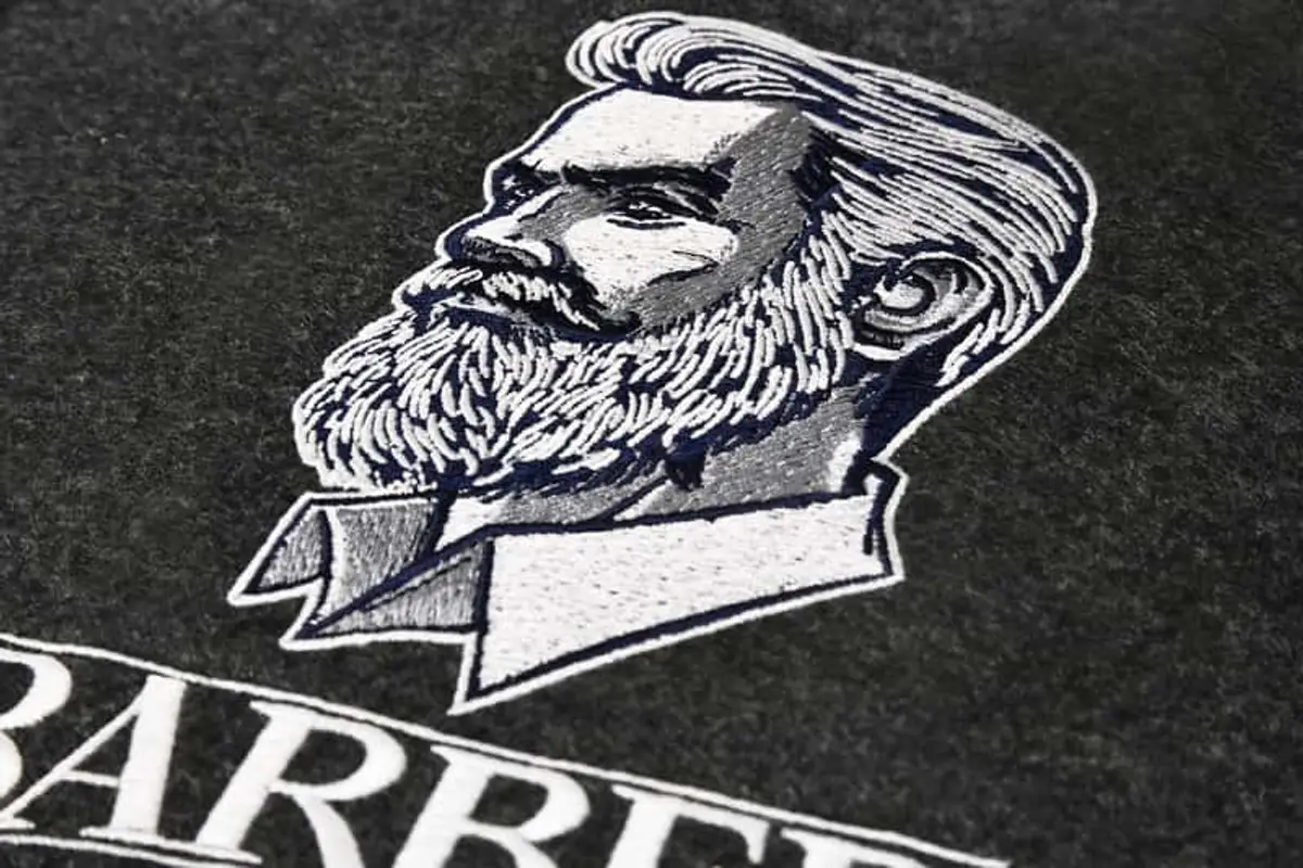 Barber Logo Männerkopf Seitenansicht Stick – Bild 4