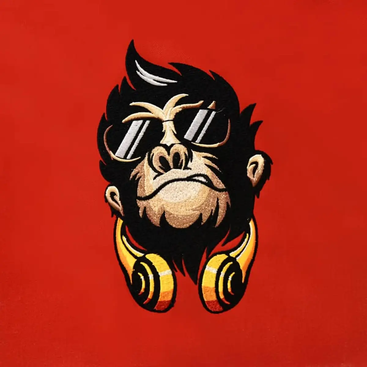 Gorillakopf mit Sonnenbrille & Kopfhörer Stick – Bild 3