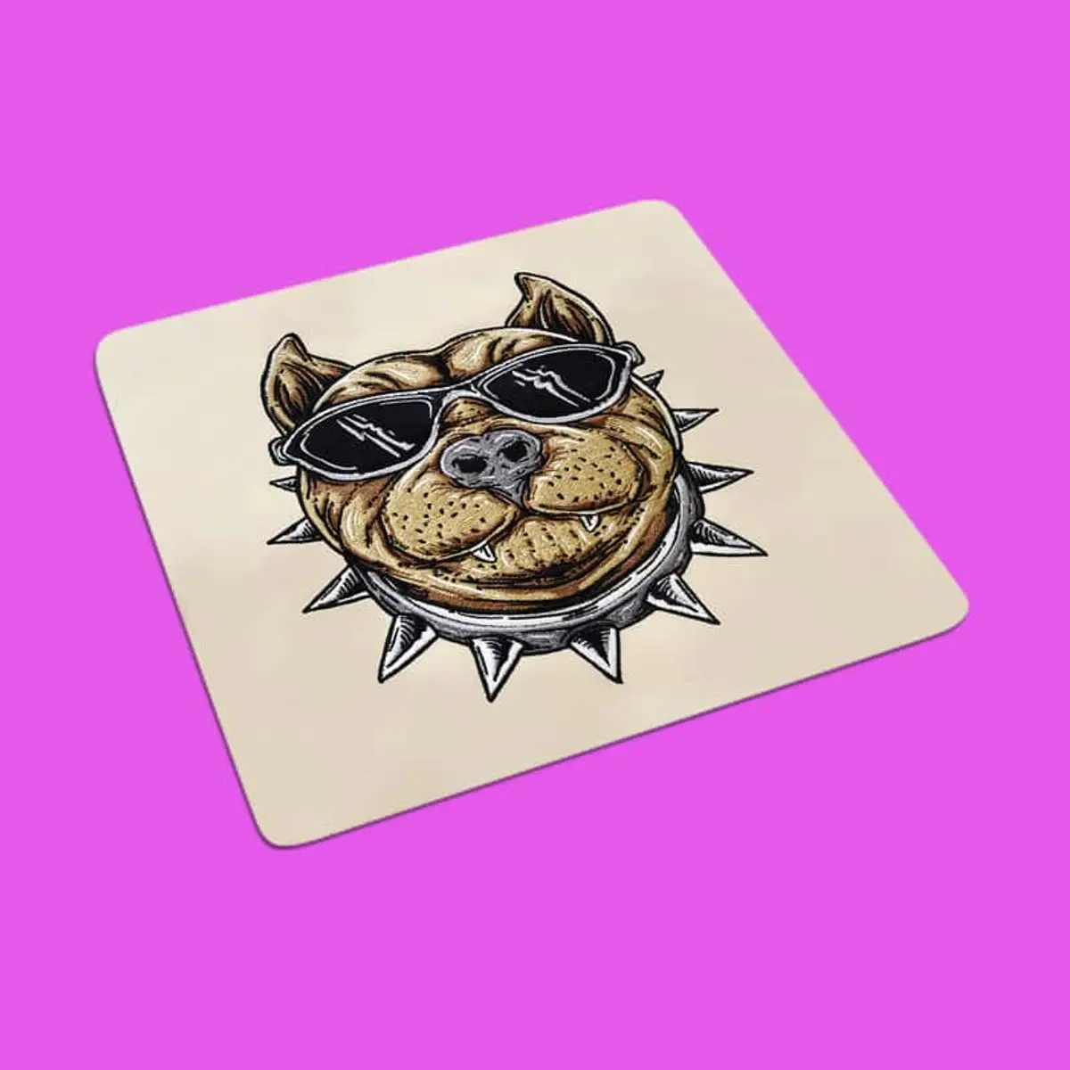 Pitbullkopf mit Stachelhalsband & Sonnenbrille Stick – Bild 1