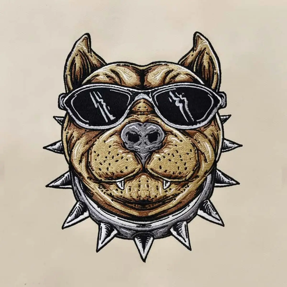 Pitbullkopf mit Stachelhalsband & Sonnenbrille Stick – Bild 3