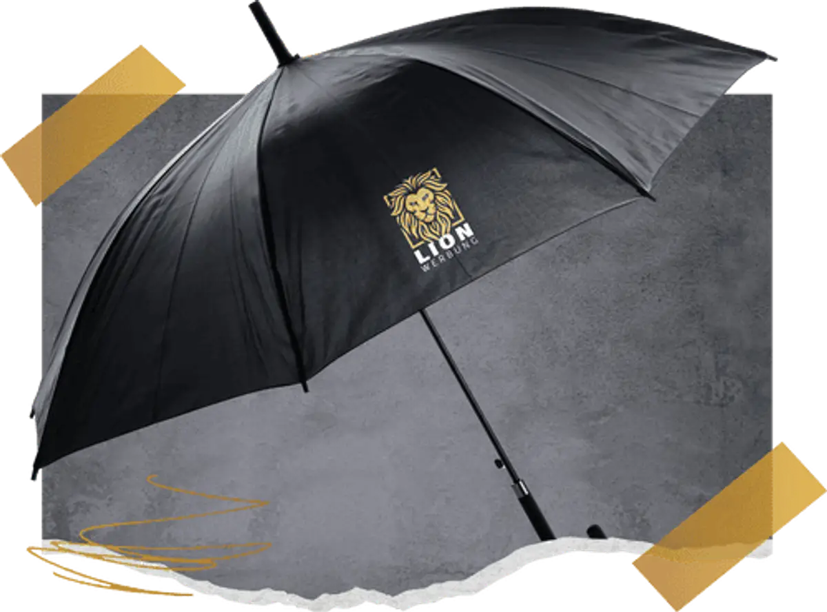 Bedruckte Schirme von Lion Werbe GmbH – auffällige Werbeträger für jeden Anlass.
