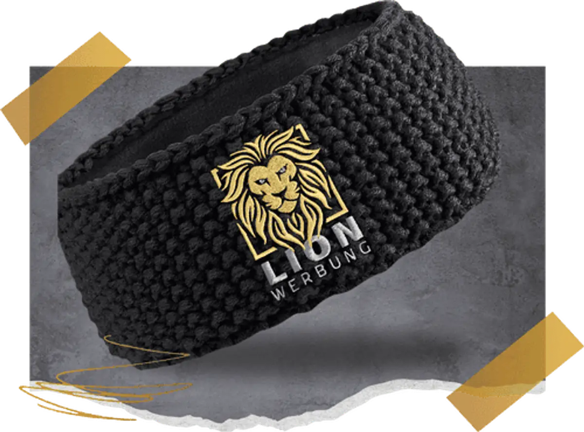 Stirnbänder mit personalisierter Stickerei von Lion Werbe GmbH, ideal für Sport und Freizeit