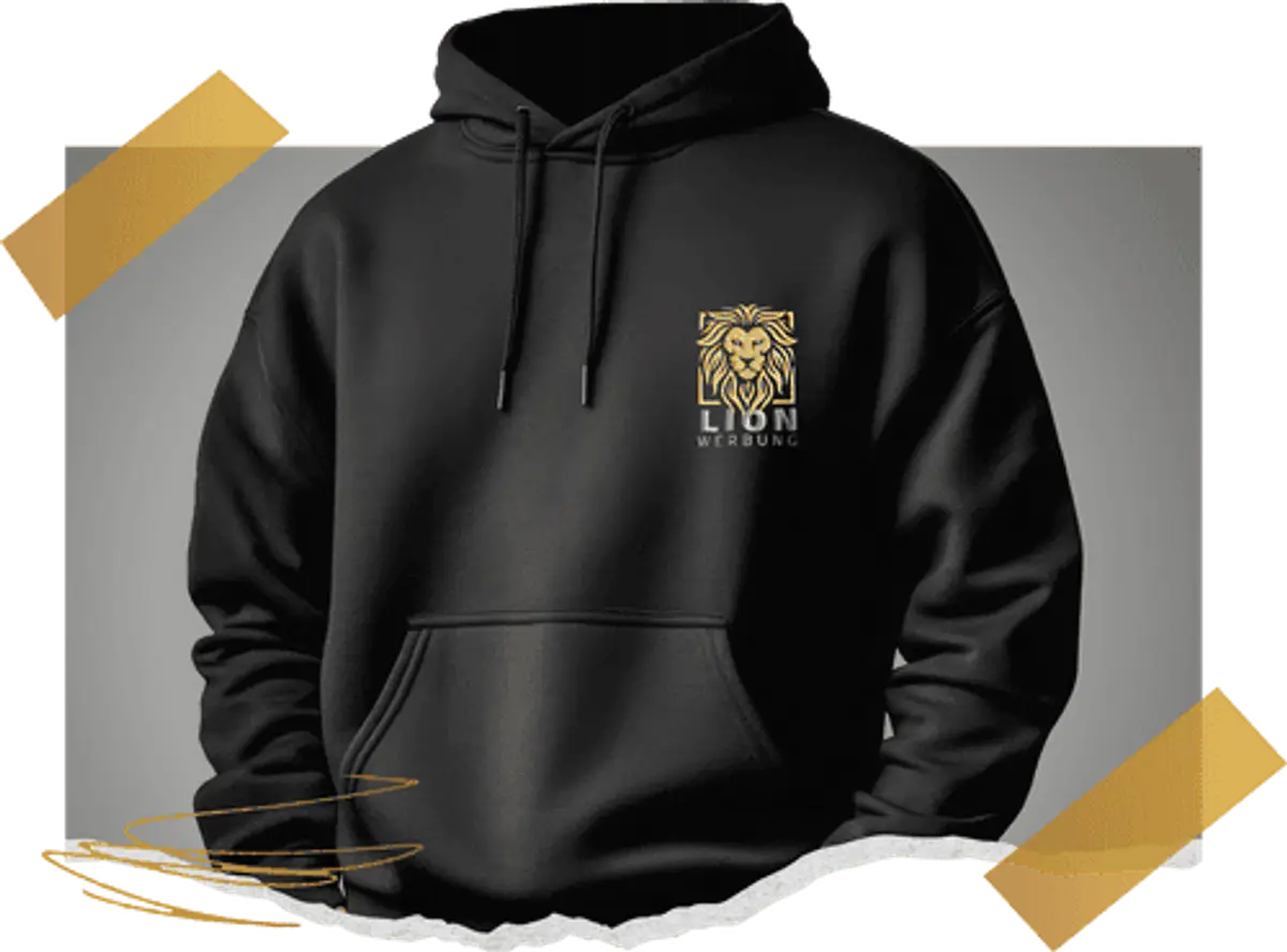 Sweatshirts bestickt mit Logos oder Namen von Lion Werbe GmbH, perfekt für Vereine und Firmen.