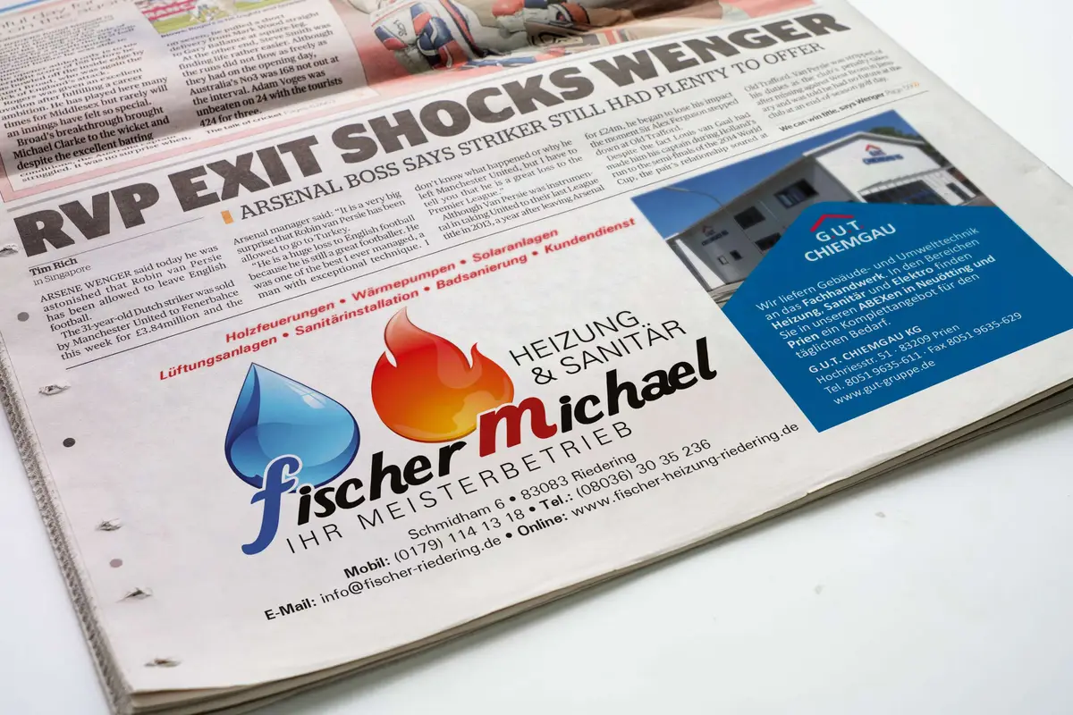 Fischer Michael Heizung & Sanitär Grafikdesign Werbeanzeige - modal
