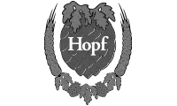 Logo Weissbierbrauerei Hopf GmbH – Graustufen-Version