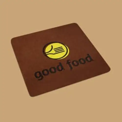 Frisches Stickmotiv: Good Food Logo. Perfekt für Gastronomie, Food-Trucks und kreative Essensprojekte.