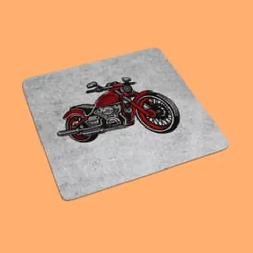 Kreatives Stickmotiv: rotes Motorrad. Perfekt für Biker, Taschen, T-Shirts und coole Geschenkideen.