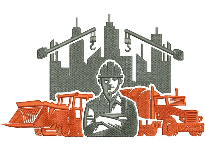 bauunternehmer-baustellenfahrzeuge – Stickdatei