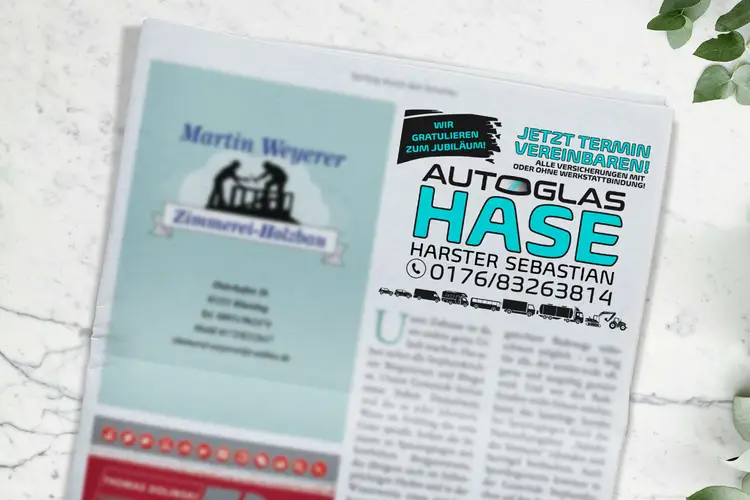 Autoglas Hase Grafikdesign Werbeanzeige
