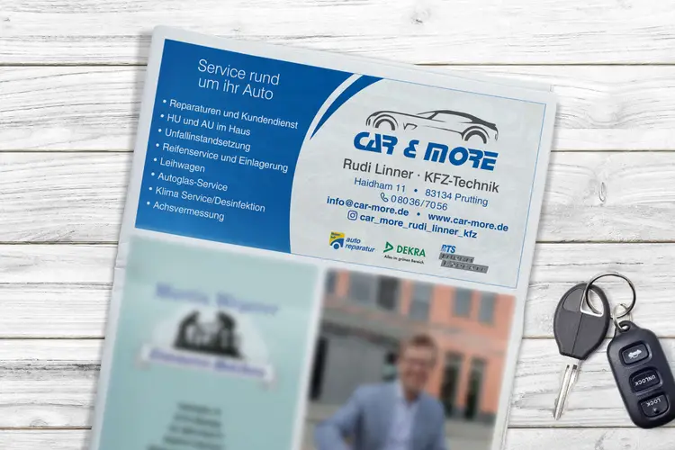 Car & More Rudi Linner Grafikdesign Werbeanzeige