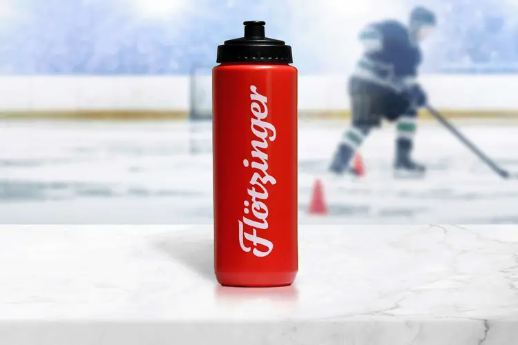 Flötzinger Bräu Rosenheim Full Custom Eishockey Trinkflasche