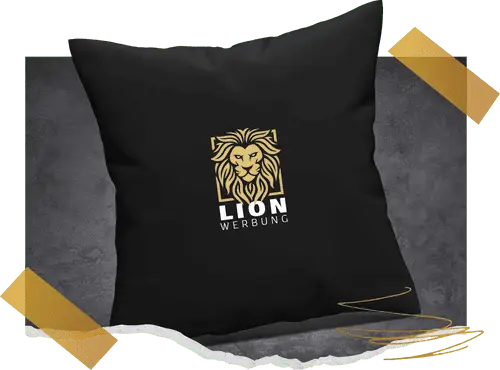Personalisierte Kissen mit hochwertigem Textildruck von Lion Werbe GmbH – perfekt als Geschenk oder Werbeartikel.