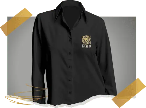 Business-Hemden mit präziser Stickerei von Lion Werbe GmbH, ideal für Firmenkleidung.