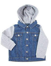 Denim Jacket With Fleece Hood And Sleeves (Hover)