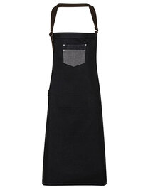 Division Waxed Look Denim Bib Apron With Faux Leather (Hover)