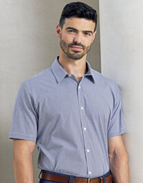 Men´s Microcheck (Gingham) Short Sleeve Cotton Shirt