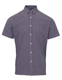 Men´s Microcheck (Gingham) Short Sleeve Cotton Shirt (Hover)