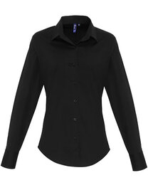 Women´s Stretch Fit Poplin Long Sleeve Cotton Shirt (Hover)