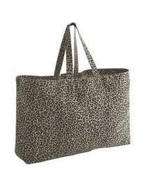 Leopard Print Canvas Oversized Tote Bag (Hover)