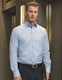 Men's Long Sleeve Tailored Contrast Herringbone Shirt