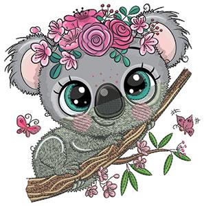 Karikatur-Koala mit Blumen