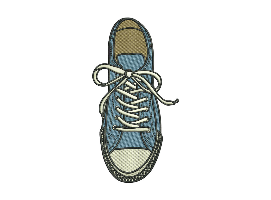 Das Stickprogramm Blaue Sneaker Schuhe