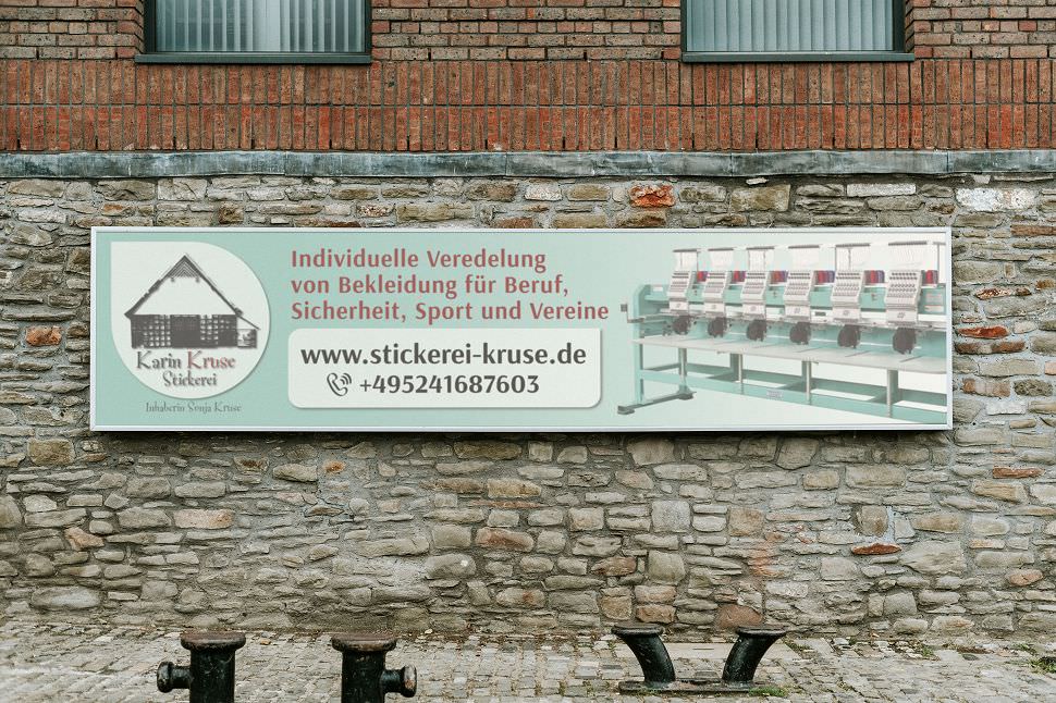 Werbetechnik Banner Karin Kruse Stickerei