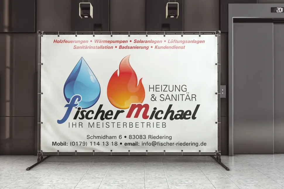Werbetechnik Bauzaunbanner Fischer Michael Heizung Sanitaer