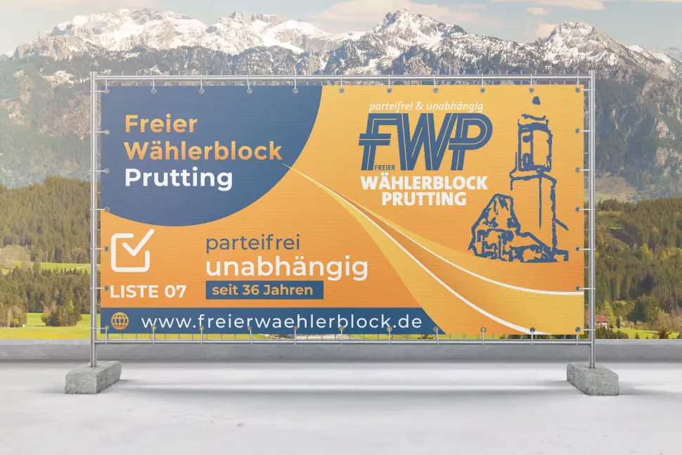 Werbetechnik Bauzaunbanner Freier Waehlerblock Prutting