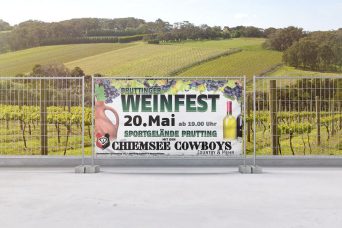 Werbetechnik Bauzaunbanner SV Prutting Weinfest